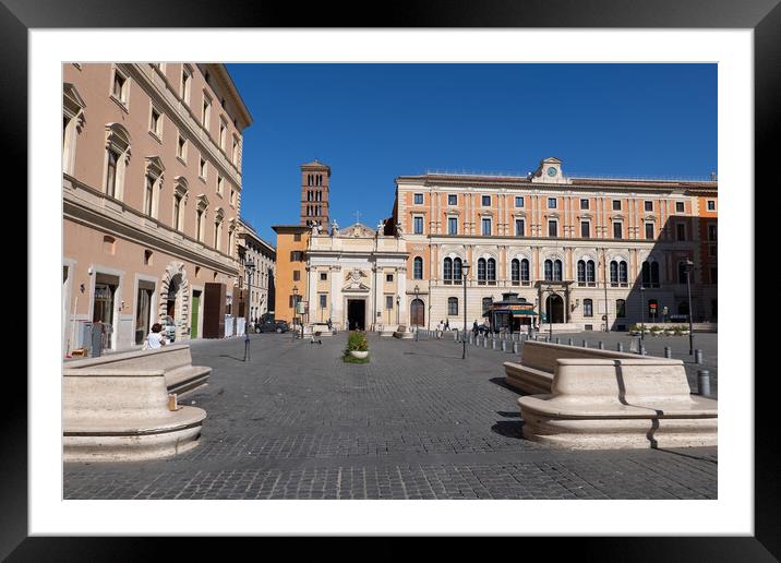 Piazza San Silvestro City Square in Rome Framed Mounted Print by Artur Bogacki