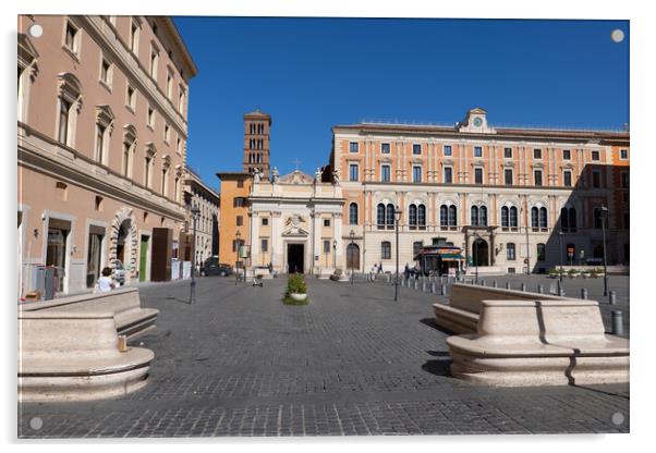 Piazza San Silvestro City Square in Rome Acrylic by Artur Bogacki