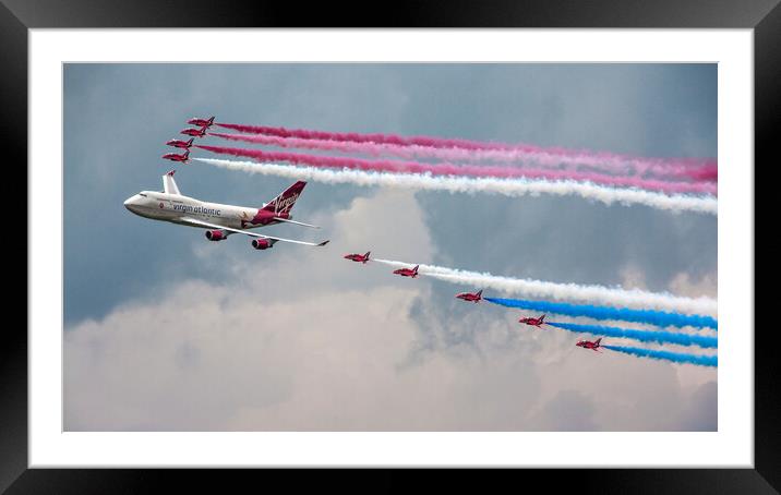 Red Arrows and Virgin 747 Framed Mounted Print by J Biggadike
