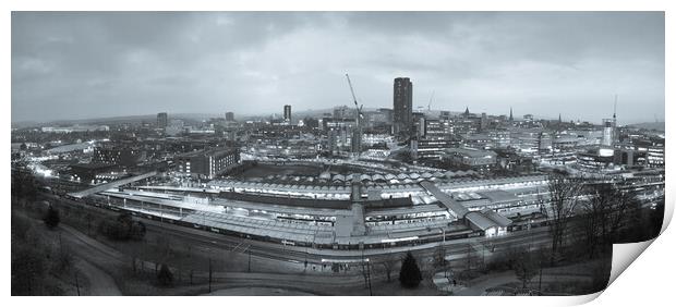 Sheffield Skyline Black and White Print by Apollo Aerial Photography