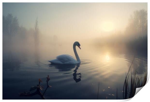 Golden Swan Print by Picture Wizard