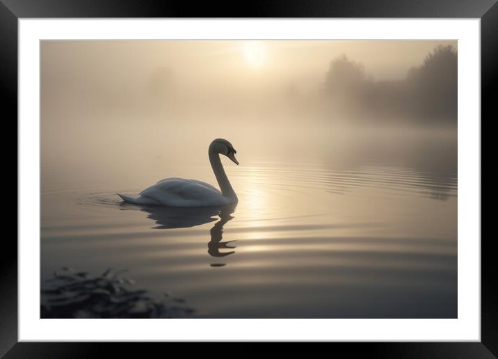 Swan Lake Sunrise Framed Mounted Print by Picture Wizard