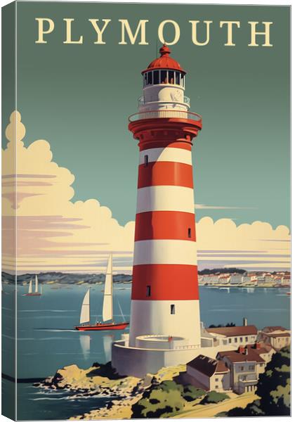 Plymouth 1950s Travel Poster Canvas Print by Picture Wizard
