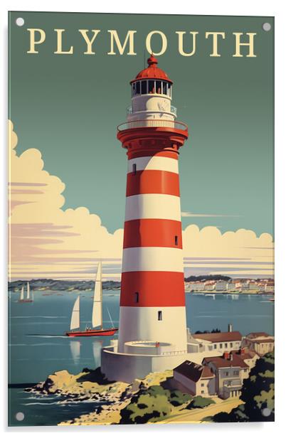 Plymouth 1950s Travel Poster Acrylic by Picture Wizard