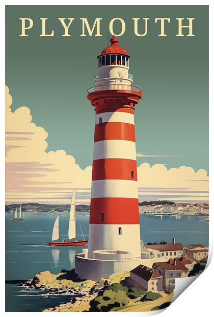 Plymouth 1950s Travel Poster Print by Picture Wizard