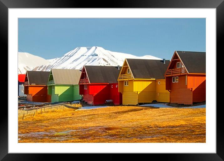 Colourful Houses in Longyearbyen, Arctic Svalbard Framed Mounted Print by Martyn Arnold