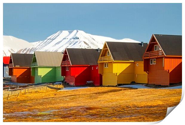 Colourful Houses in Longyearbyen, Arctic Svalbard Print by Martyn Arnold