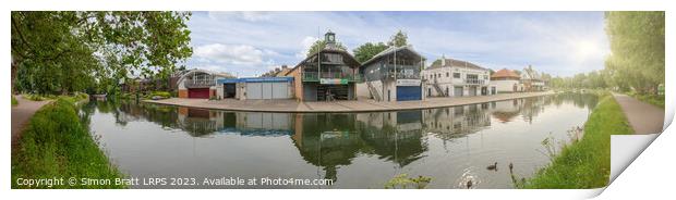 Panoramic River Cam in Cambridge with boat houses Print by Simon Bratt LRPS