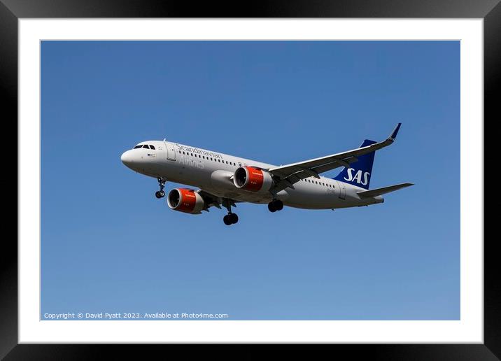 Scandinavian Airlines Airbus A320 Framed Mounted Print by David Pyatt