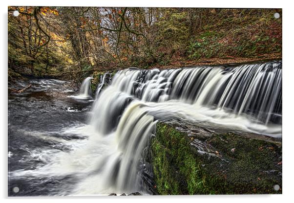 Brecon Beacon Waterfall Acrylic by Tony Bates