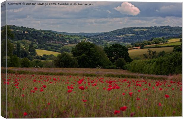 Poppy field looking towards Bathampton Canvas Print by Duncan Savidge