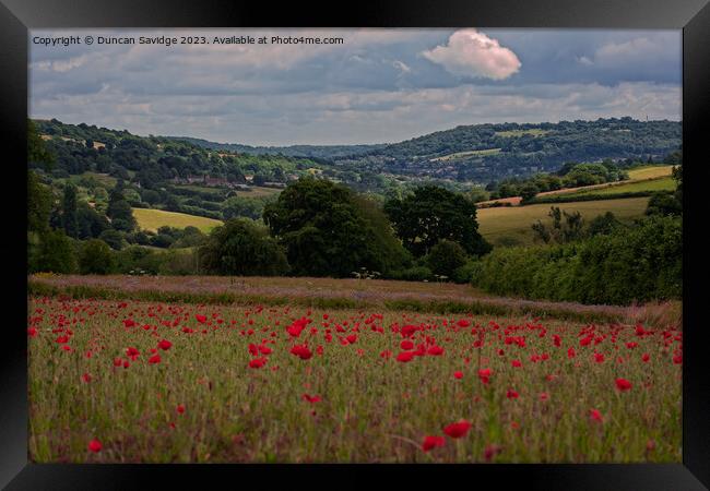 Poppy field looking towards Bathampton Framed Print by Duncan Savidge