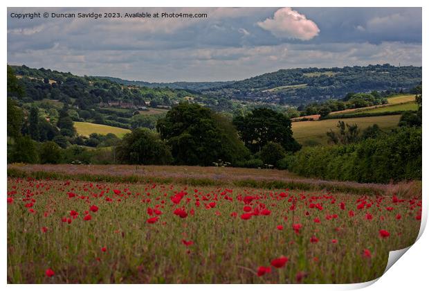 Poppy field looking towards Bathampton Print by Duncan Savidge