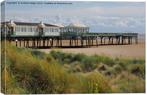 Lytham St Annes pier on summers day in HDR Canvas Print by Andrew Heaps