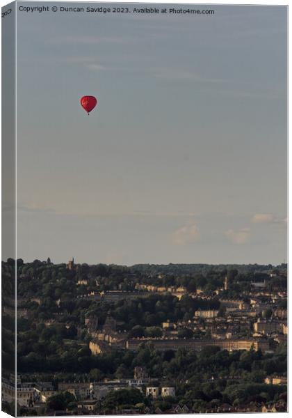 Virgin hot air balloon over Bath Canvas Print by Duncan Savidge