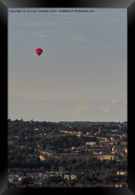 Virgin hot air balloon over Bath Framed Print by Duncan Savidge