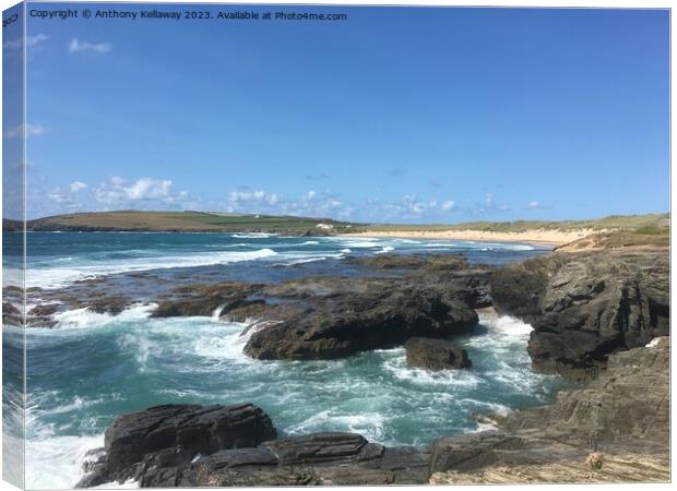 Constantine Bay view  Canvas Print by Anthony Kellaway