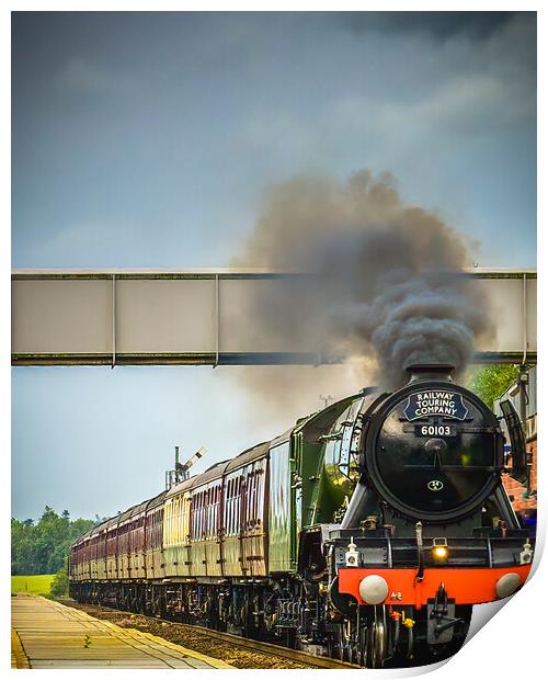 The Flying Scotsman - 60103 passing through Laurencekirk Station  Print by DAVID FRANCIS