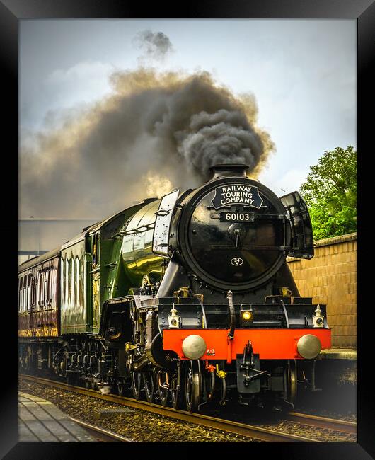 The Flying Scotsman - 60103 passing through Laurencekirk Station  Framed Print by DAVID FRANCIS