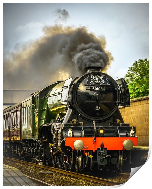 The Flying Scotsman - 60103 passing through Laurencekirk Station  Print by DAVID FRANCIS