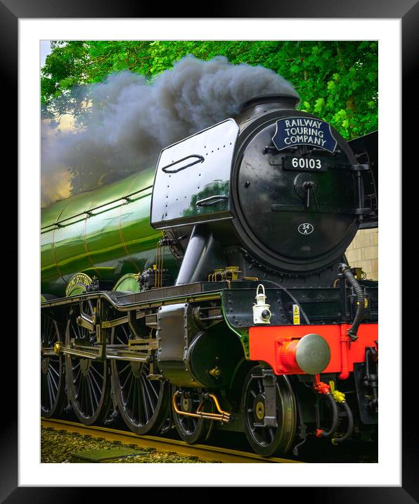 The Flying Scotsman - 60103 passing through Laurencekirk Station  Framed Mounted Print by DAVID FRANCIS