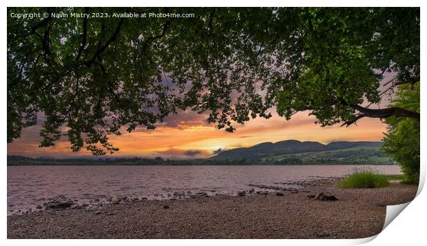 Lake of Menteith Sunset Print by Navin Mistry
