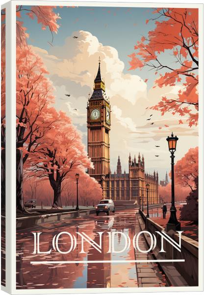 London Travel Poster Canvas Print by Steve Smith