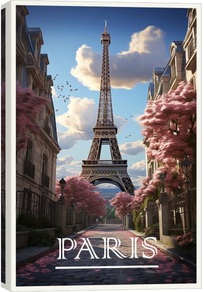 Paris Travel Poster Canvas Print by Steve Smith