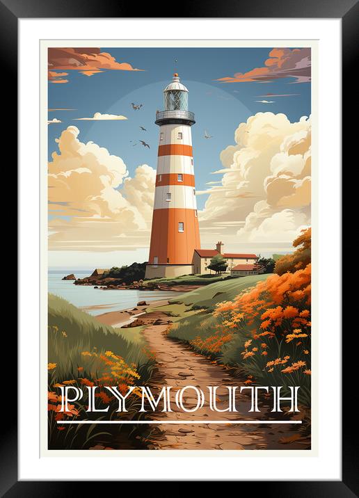 Plymouth Travel Poster Framed Mounted Print by Steve Smith