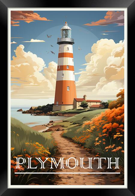 Plymouth Travel Poster Framed Print by Steve Smith