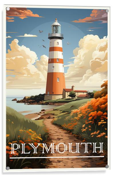 Plymouth Travel Poster Acrylic by Steve Smith