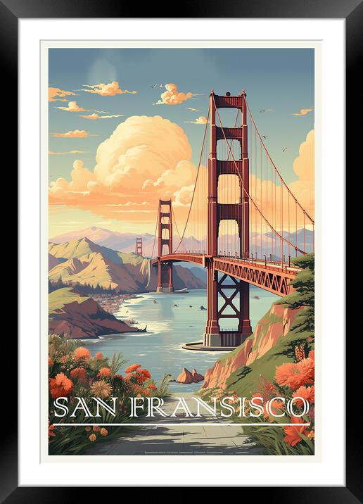 San Fransisco Travel Poster Framed Mounted Print by Steve Smith