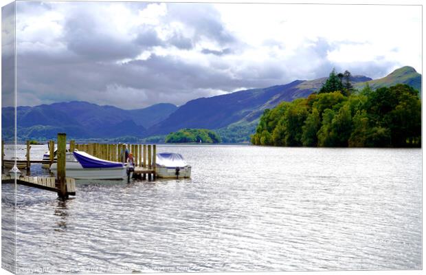 Dramatic Storm Clouds Engulfing Derwentwater Lake Canvas Print by john hill