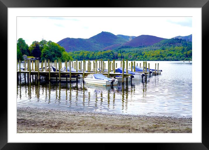Serene Pillars Embracing Dewentwater's Symphony Framed Mounted Print by john hill