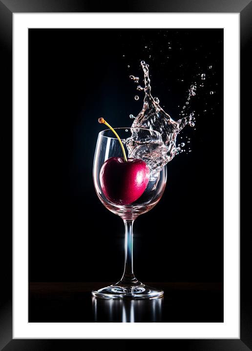 Cherry Splash Framed Mounted Print by Picture Wizard