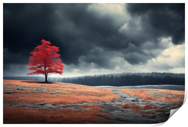 The Red Tree Print by Picture Wizard
