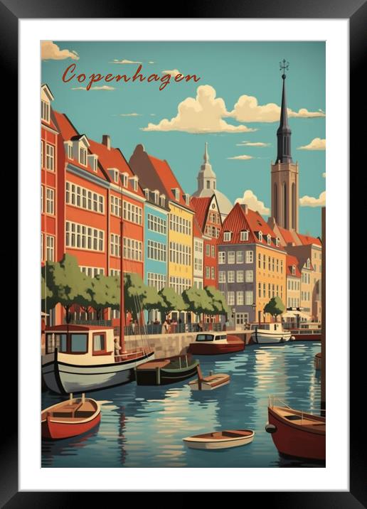 Copenhagen 1950s Travel Poster Framed Mounted Print by Picture Wizard