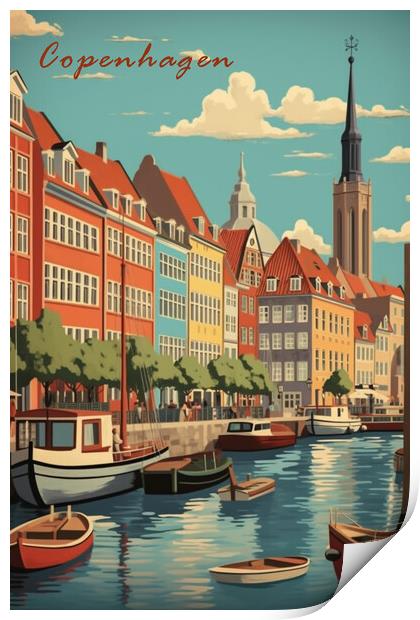 Copenhagen 1950s Travel Poster Print by Picture Wizard