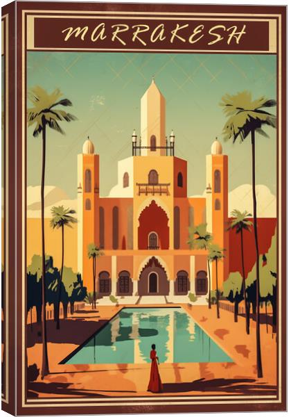 Marrakesh 1950s Travel Poster Canvas Print by Picture Wizard