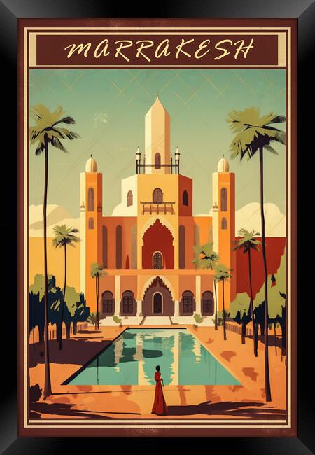 Marrakesh 1950s Travel Poster Framed Print by Picture Wizard