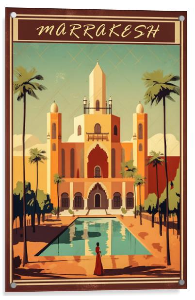 Marrakesh 1950s Travel Poster Acrylic by Picture Wizard