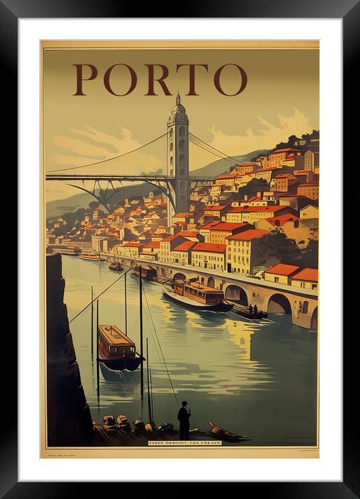 Porto 1950s Travel Poster Framed Mounted Print by Picture Wizard