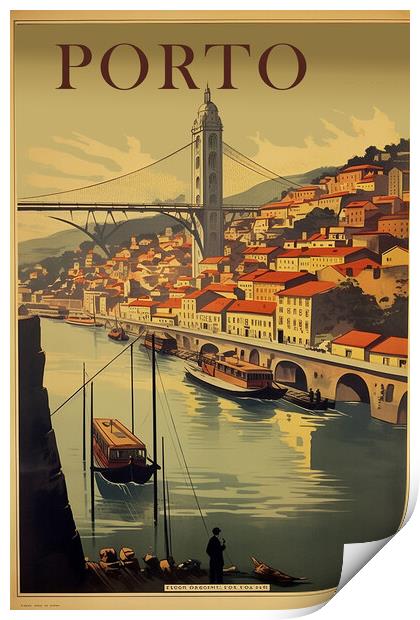 Porto 1950s Travel Poster Print by Picture Wizard