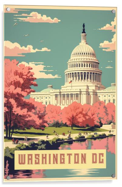 Washington DC 1950s Travel Poster Acrylic by Picture Wizard