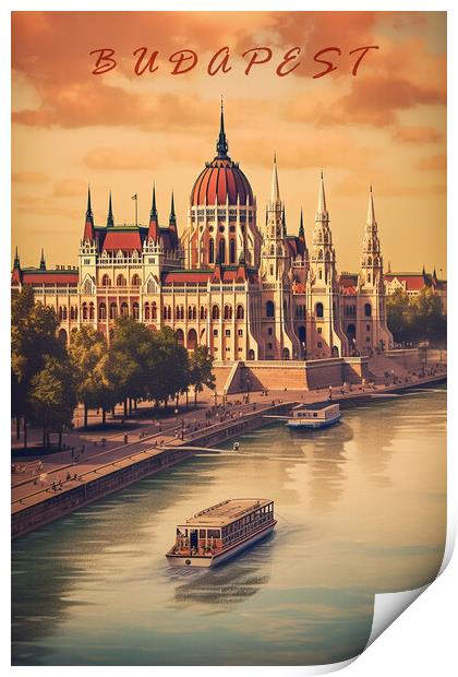 Budapest 1950s Travel Poster Print by Picture Wizard