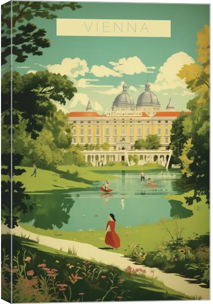 Vienna 1950s Travel Poster Canvas Print by Picture Wizard
