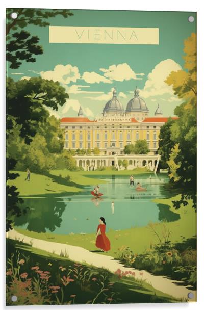 Vienna 1950s Travel Poster Acrylic by Picture Wizard