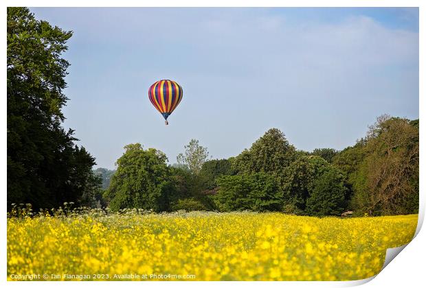 "Serenity Soaring: Hot Air Balloon Gracefully Floa Print by Ian Flanagan