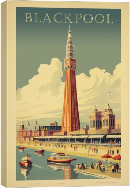 Blackpool 1950s Travel Poster Canvas Print by Picture Wizard