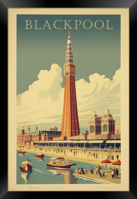 Blackpool 1950s Travel Poster Framed Print by Picture Wizard